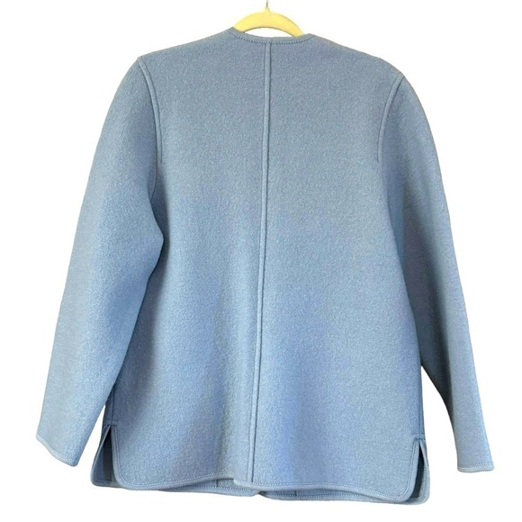 Scheiber M. 100% Wool Light Blue Vintage Smoking Jacket Crest Buttons Women’s M - Picture 3 of 16